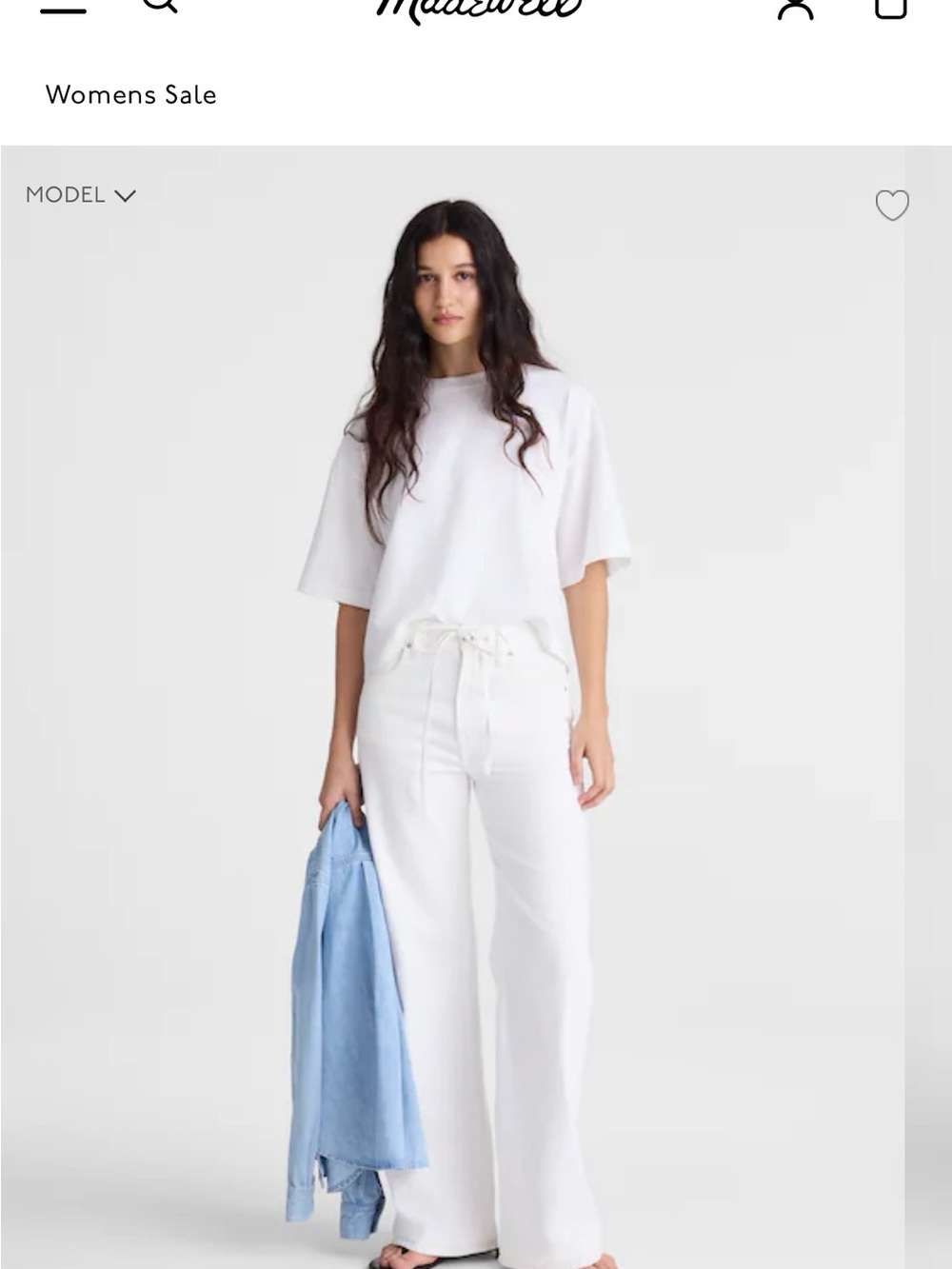 Madewell The Ultimate Wide leg Jean in Airy denim-white size 32
